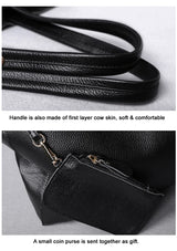2023 New Women Deluxe Cowhide Genuine Leather Totes Handbag Lady Simple Soft Satchels Bag High Capacity Waterproof Shopping Bags