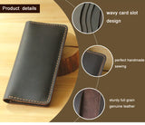 Handmade Vintage Crazy horse Genuine Leather Wallet men Leather long wallet clutch bag male purse money clips money bag