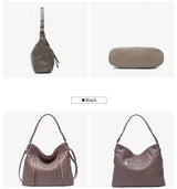 ZENCY New Handbag Luxury Genuine Leather Bag for Women Shoulder Tote Crossbody Double Zipper Pocket Charming Red Hobo Bag