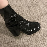 Luxury Leather Tabi Split Toe Ankle Boots - Women's High Heel