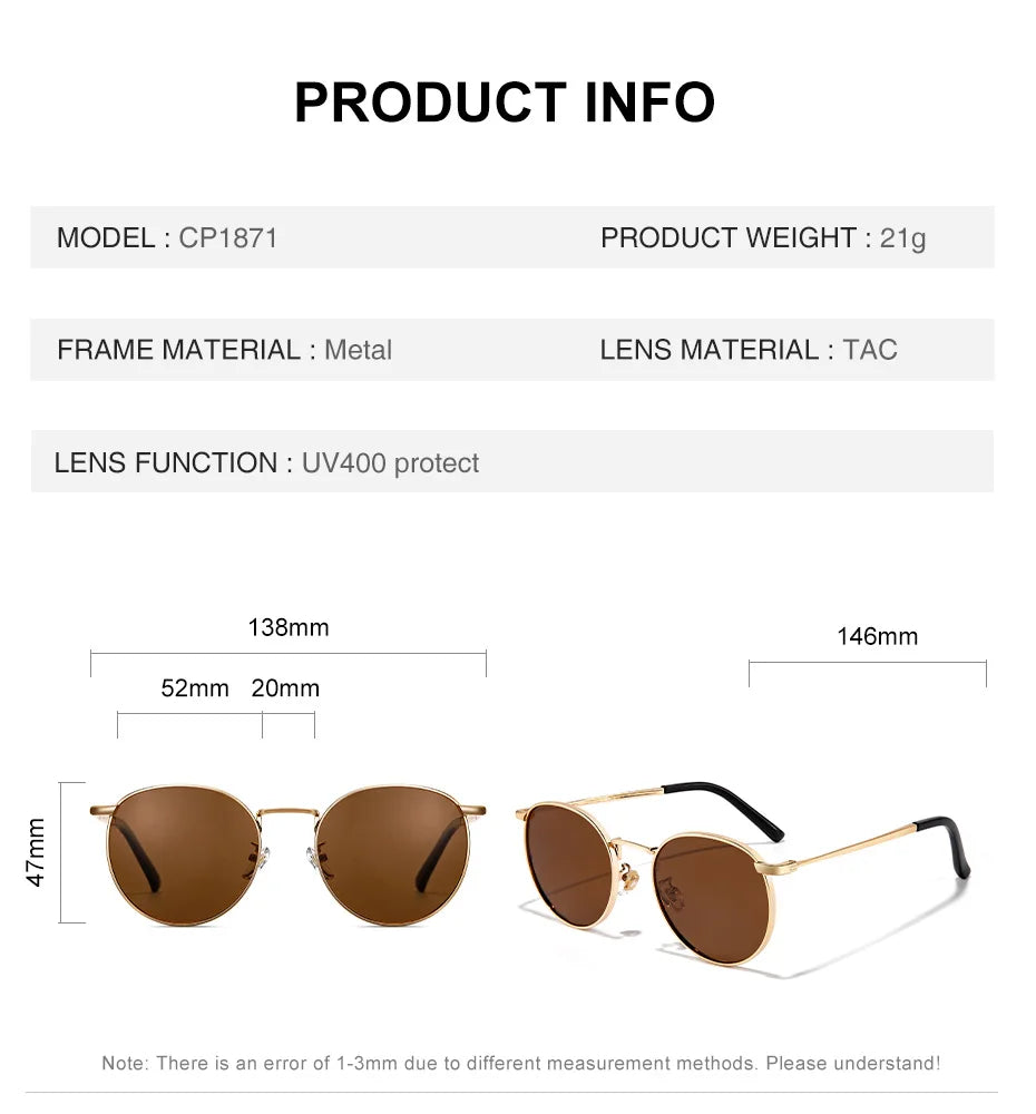 CAPONI Round Polarized Sunglasses for Women – CP1871
