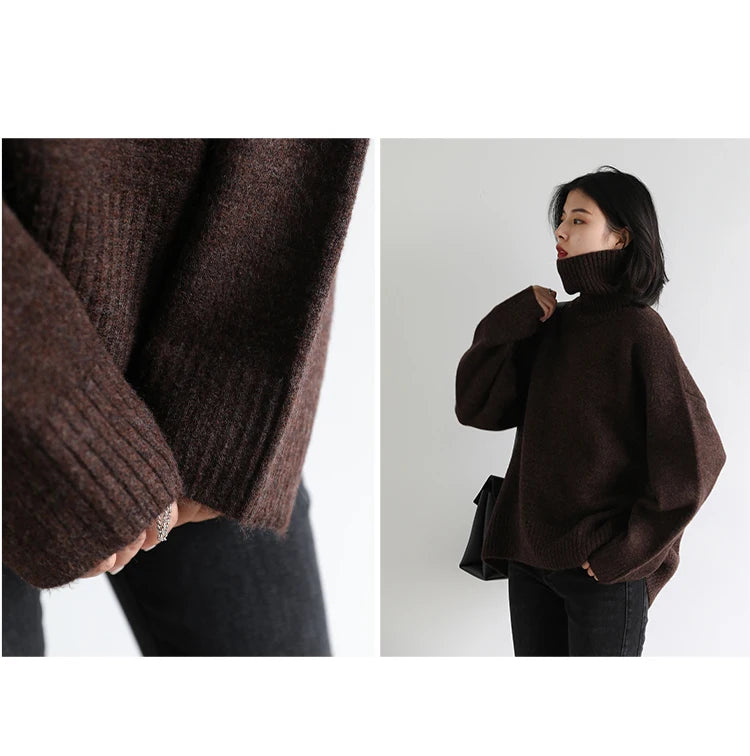 Women's Relaxed Mock Neck Knit Sweater