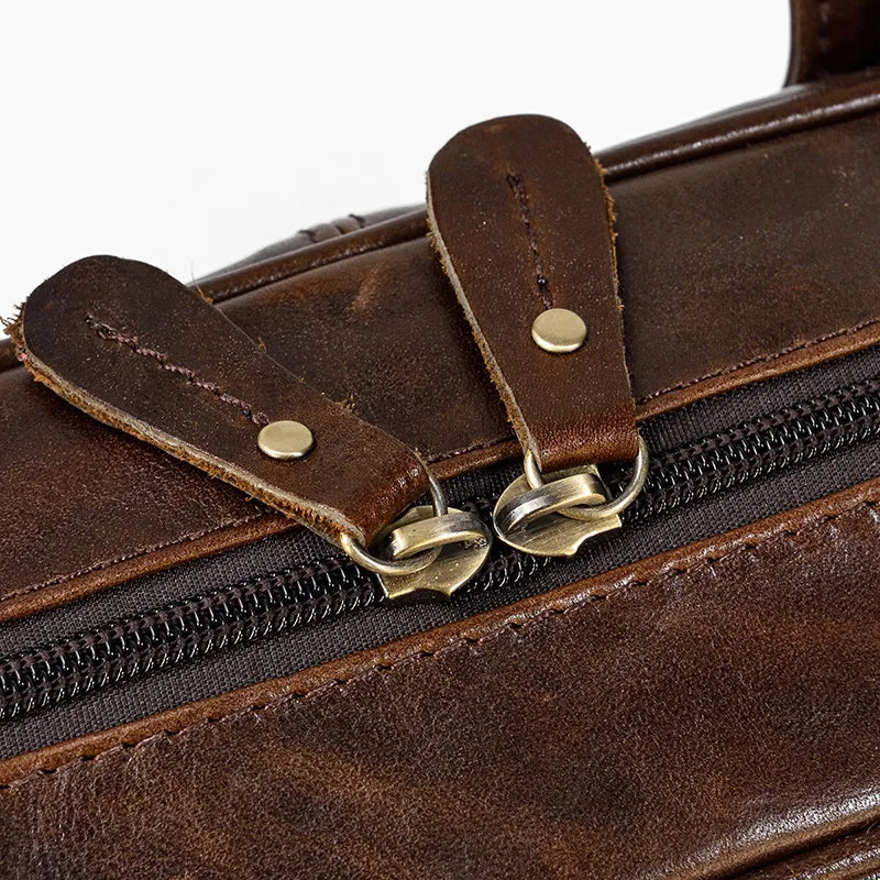 Men Briefcase Genuine Leather Laptop Bag 14 15.6" PC Doctor Lawyer Computer Bag Cowhide Male Briefcase Leather Men Business Bag