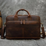 Men Briefcase Genuine Leather Laptop Bag 14 15.6" PC Doctor Lawyer Computer Bag Cowhide Male Briefcase Leather Men Business Bag