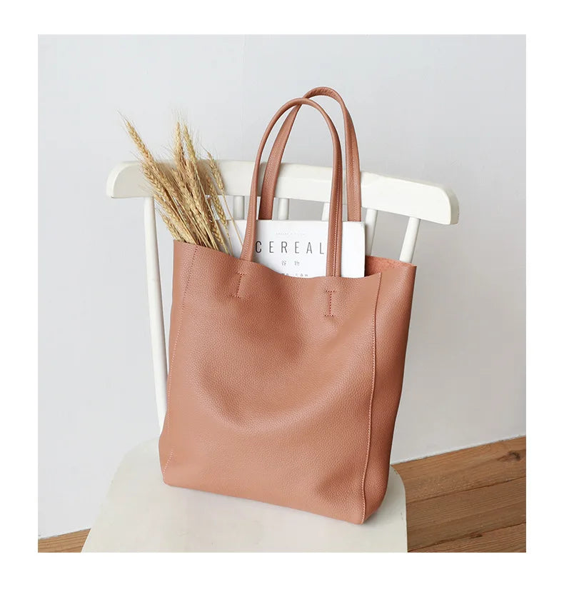 Bag Women 2022 New Summer Genuine Leather Tote Female Casual Fashion Simple Underarm Shoulder Bag Large Capacity Shopper Handbag
