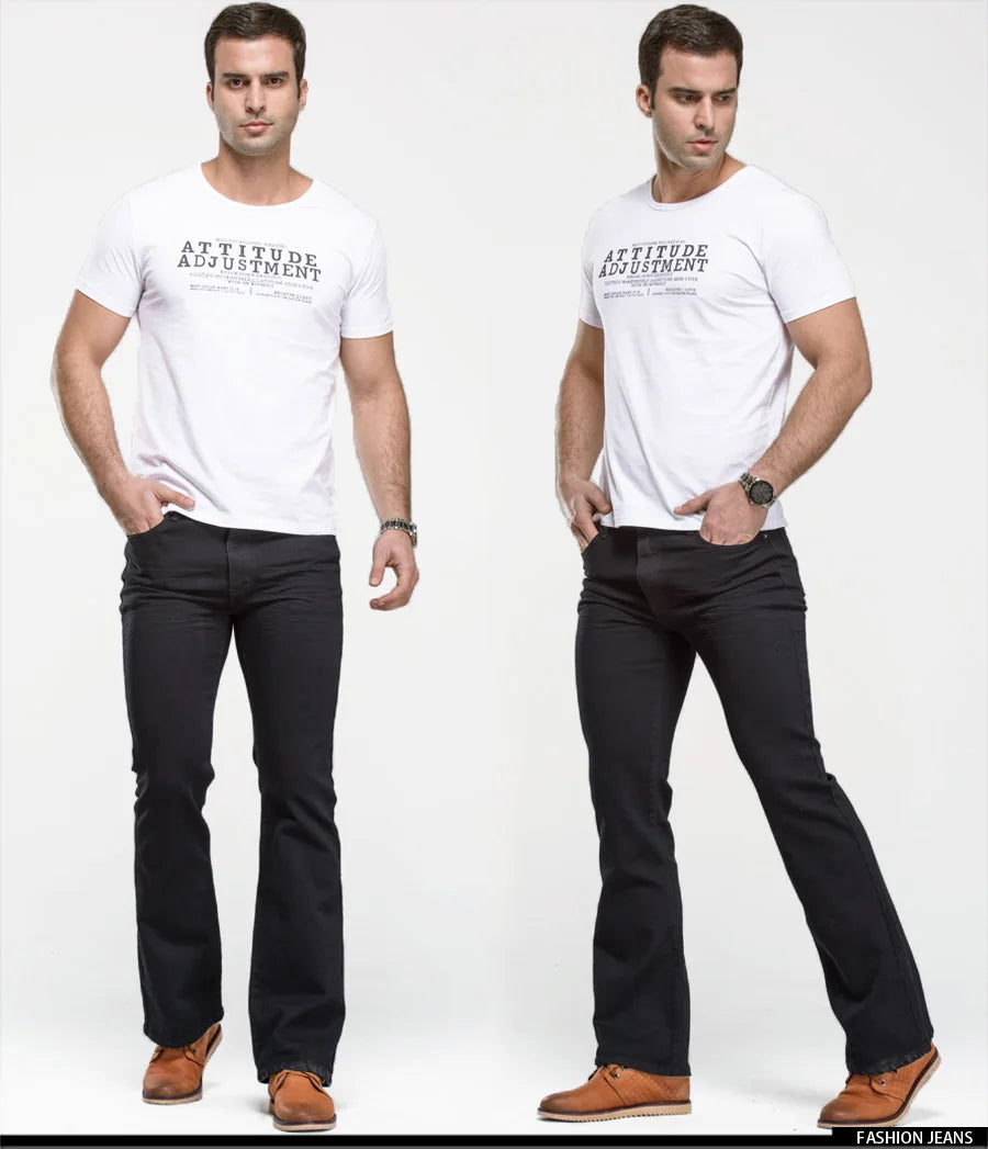 Men's Stretch Bootcut Jeans | Slim Flare Denim Trousers
