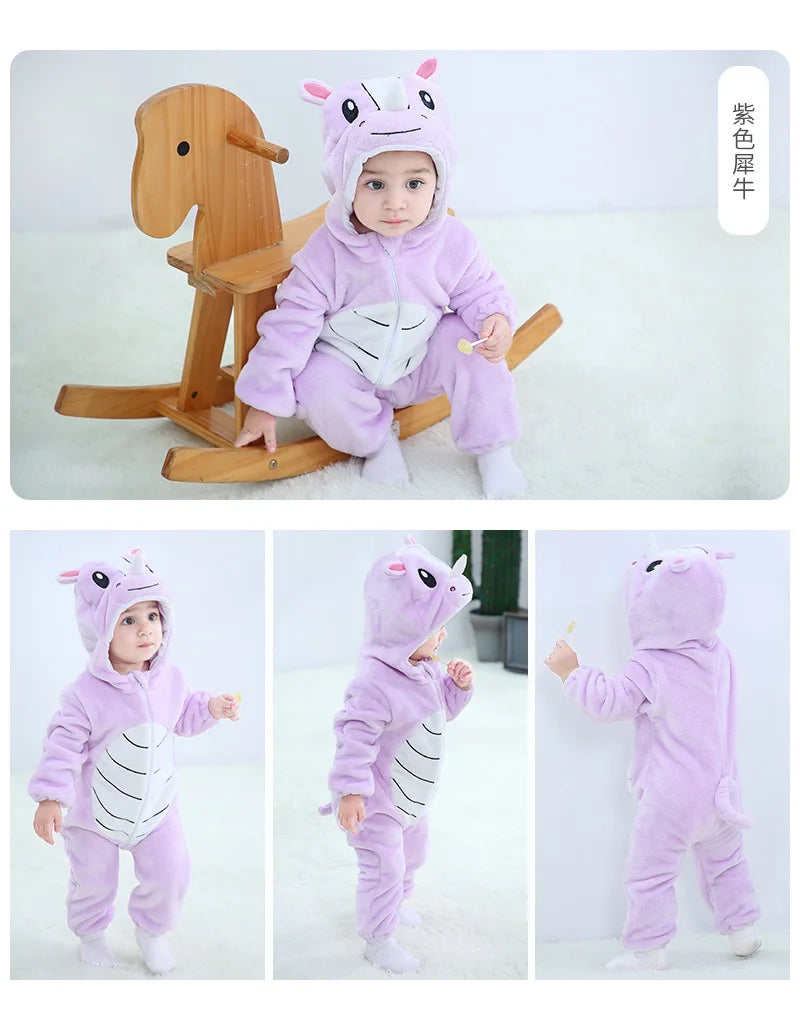 Adorable Animal Cartoon Baby Winter Rompers