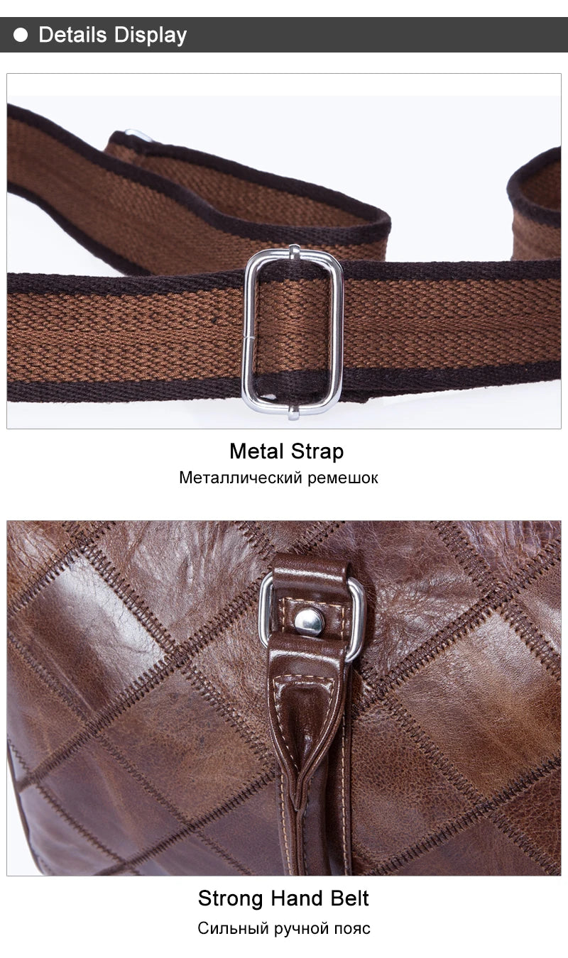WESTAL Men's Travel Bags Hand Luggage Genuine Leather Duffle Bags Leather Luggage Travel Bag Suitcases Handbags big/Weekend Bag