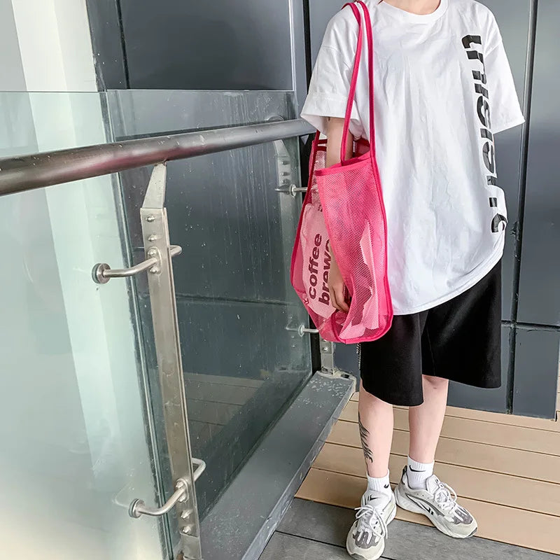 Women's Mesh Tote Bag for Beach & Shopping