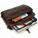 Men Briefcase Genuine Leather Laptop Bag 14 15.6" PC Doctor Lawyer Computer Bag Cowhide Male Briefcase Leather Men Business Bag