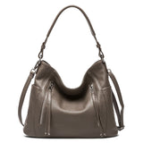 ZENCY New Handbag Luxury Genuine Leather Bag for Women Shoulder Tote Crossbody Double Zipper Pocket Charming Red Hobo Bag