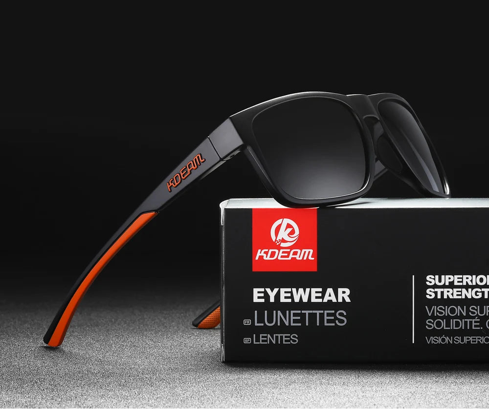 KDEAM New Polarized Men's Sunglasses Square Outdoor Photochromic Sun Glasses Women Non-Slip Nose Pad Full Accessories Included