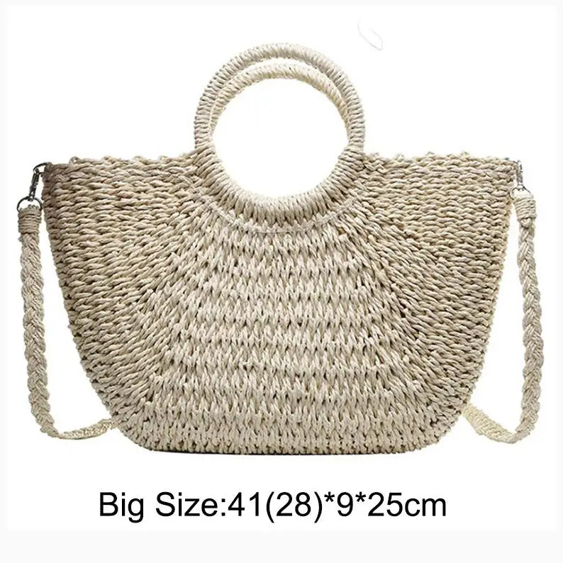 Women's Handmade Straw Tote Bag – Bohemian Beach Weave