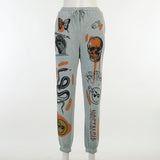 Women's Hippie Cartoon Print Joggers