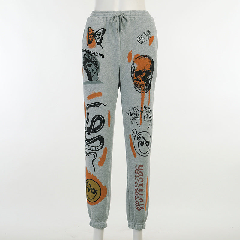 Women's Hippie Cartoon Print Joggers