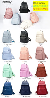 Zency Stylish White Black Genuine Leather Women Backpack A++ Quality Anti-theft Large Capacity Knapsack Travel Designer Rucksack