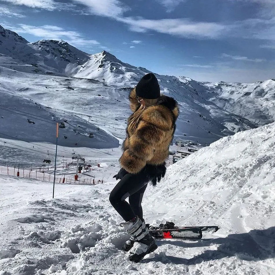 Luxury Women’s Real Raccoon & Fox Fur Jacket | Premium Winter Outerwear