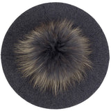 Women's Knit Beret with Oversized Pom Pom | Geebro