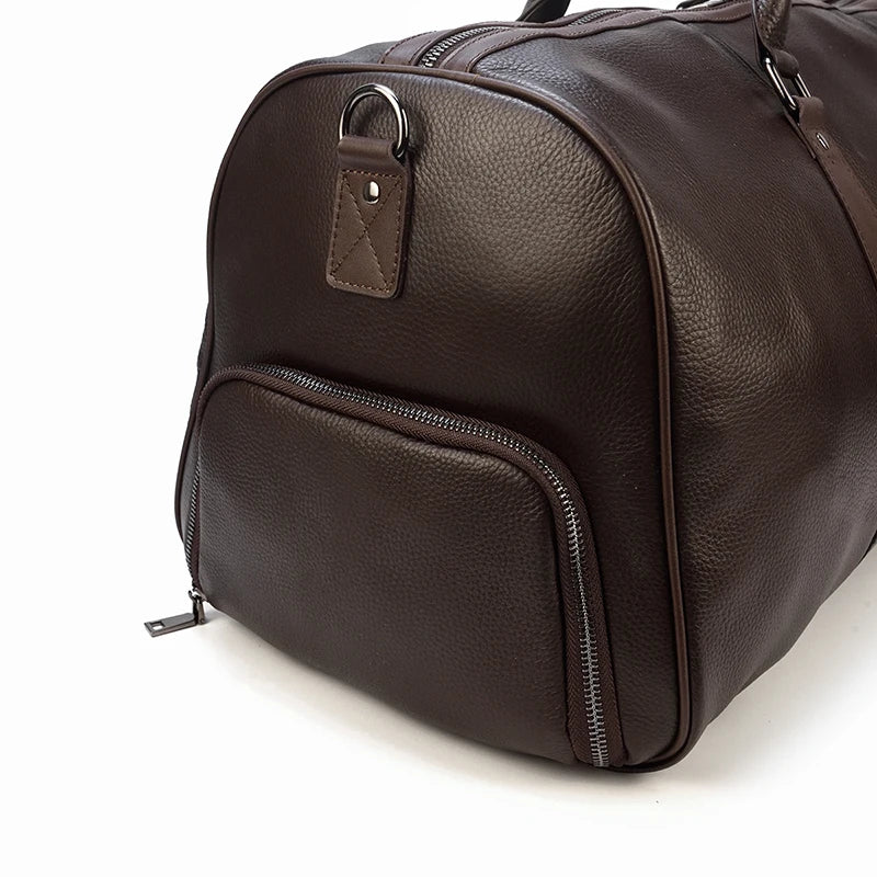 Natural Cowskin Travel Bags Waterproof Men's Leather Overnight Bag Handbag For Plane Luggage Men Male Weekend Bag Business 55cm