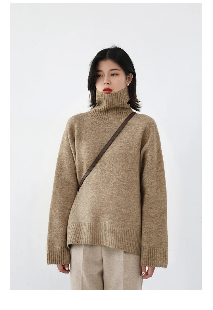 Women's Relaxed Mock Neck Knit Sweater