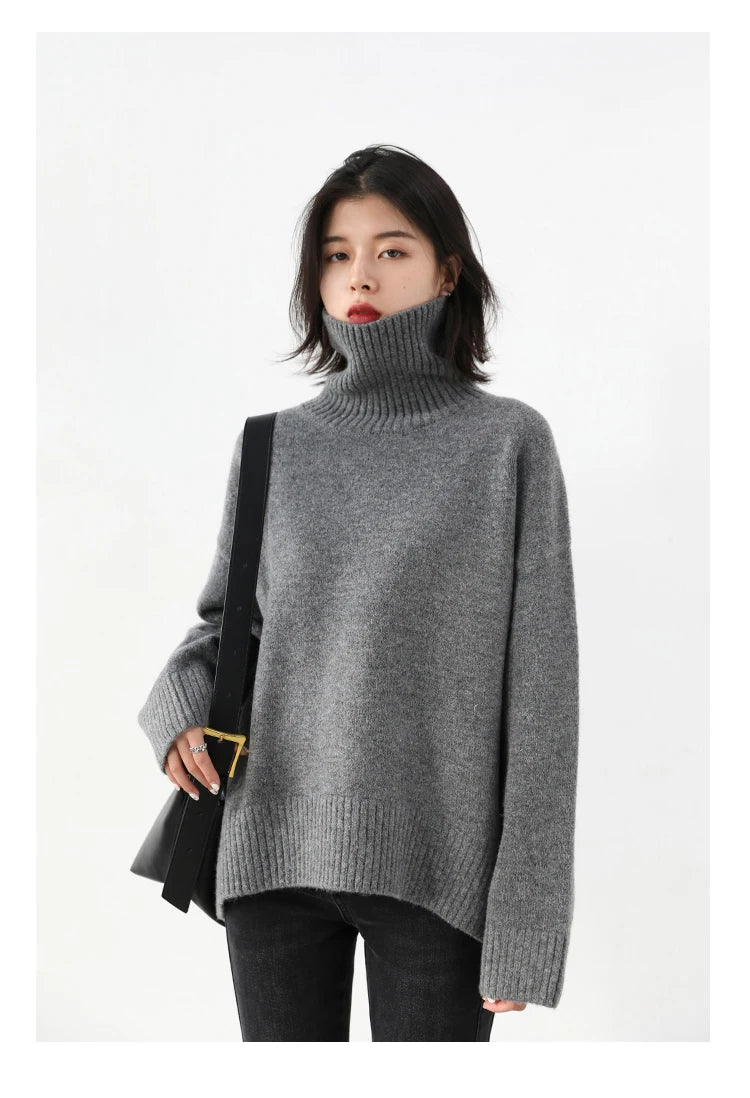 Women's Relaxed Mock Neck Knit Sweater