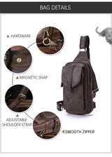 Hot Sell Men Genuine Bull Leather Vintage Coffee Triangle Chest Sling Bag Design Travel Daypack One Shoulder Crossbody Bag XB571