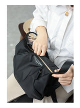 Lightweight Nylon Matching Genuine Leather Crossbody Bag High Quality Single Shoulder Bags Fashion Pleated Messenger Purses