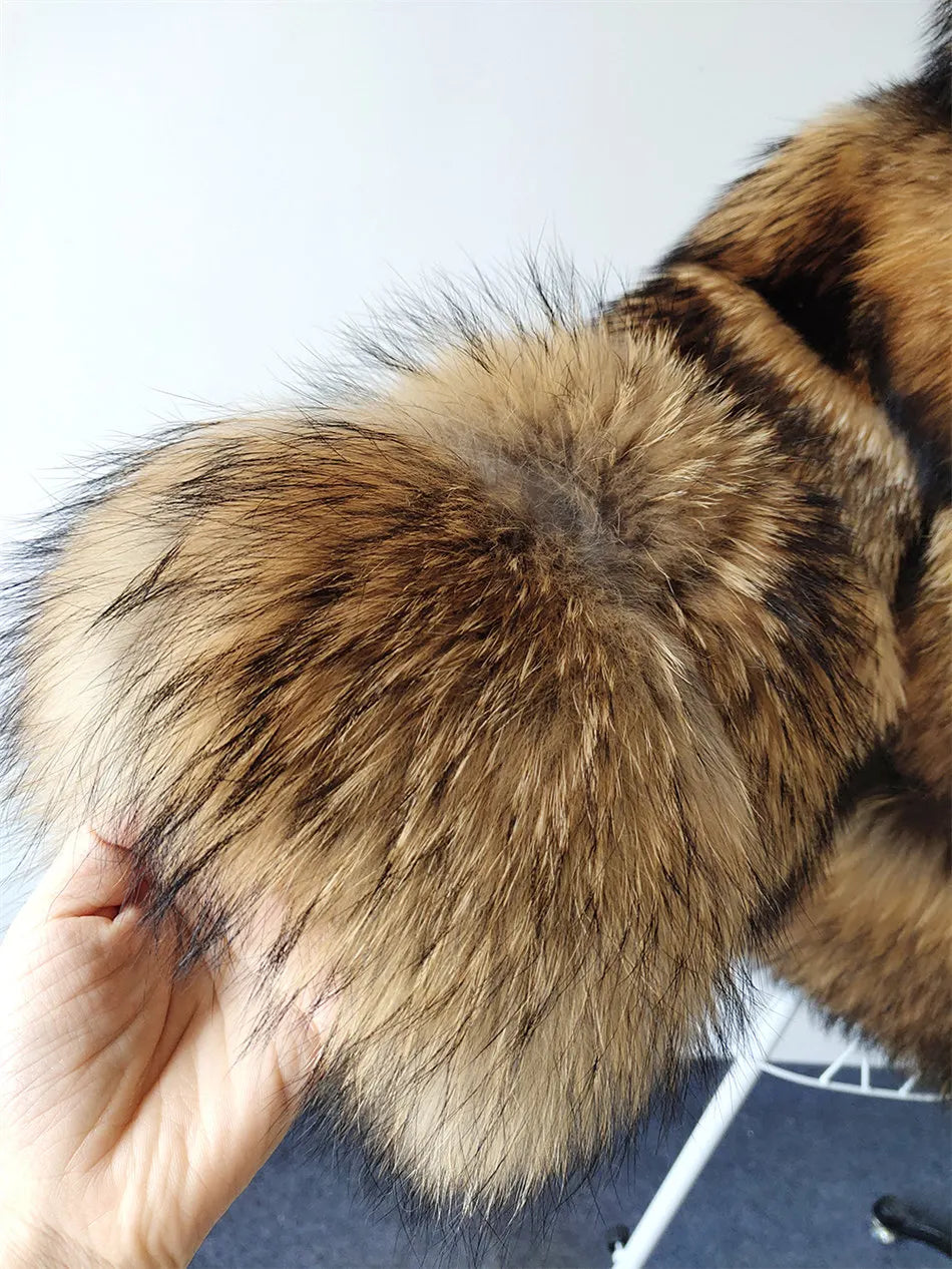 Luxury Women’s Real Raccoon & Fox Fur Jacket | Premium Winter Outerwear