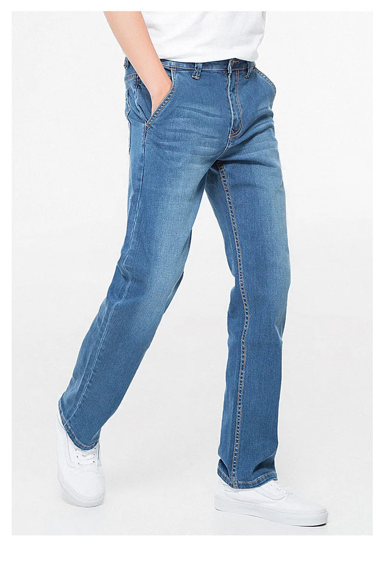 42 44 46 48 large size men's loose denim jeans autumn and winter brand clothing high quality anti-theft zipper pocket jeans