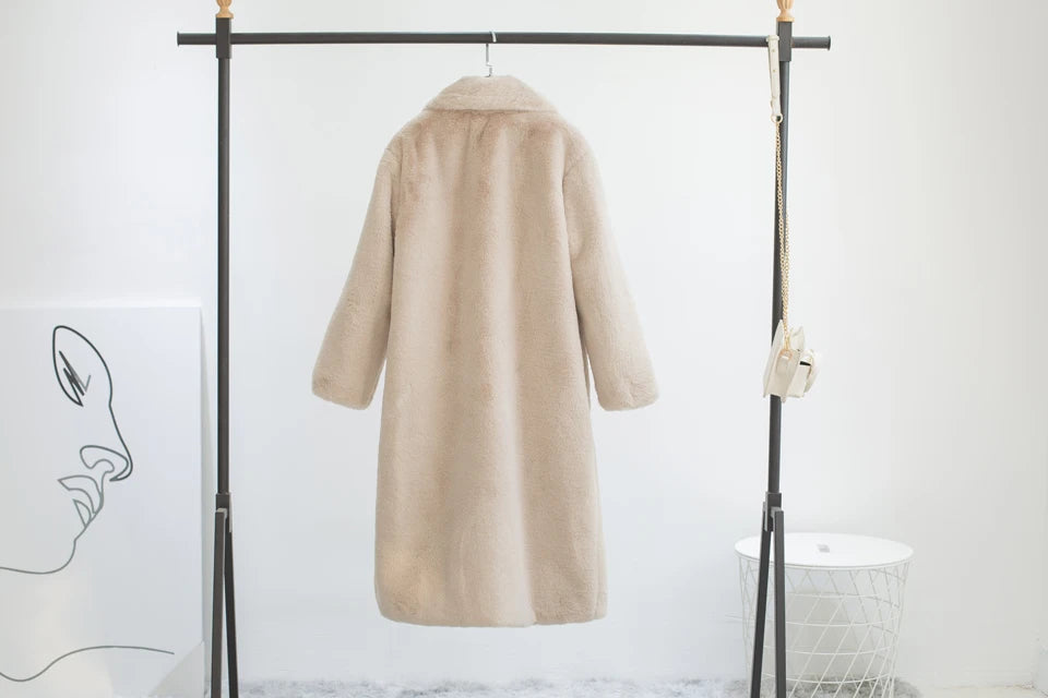 Luxury Faux Rabbit Fur Winter Overcoat