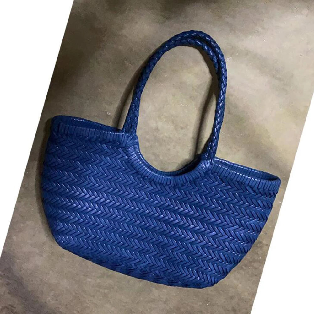100% Natural Cowhide Weave Handbags Fashion Small Manual Hand Made Ladies Woven Handbag Exquisite Tote Dating Shopping Bags