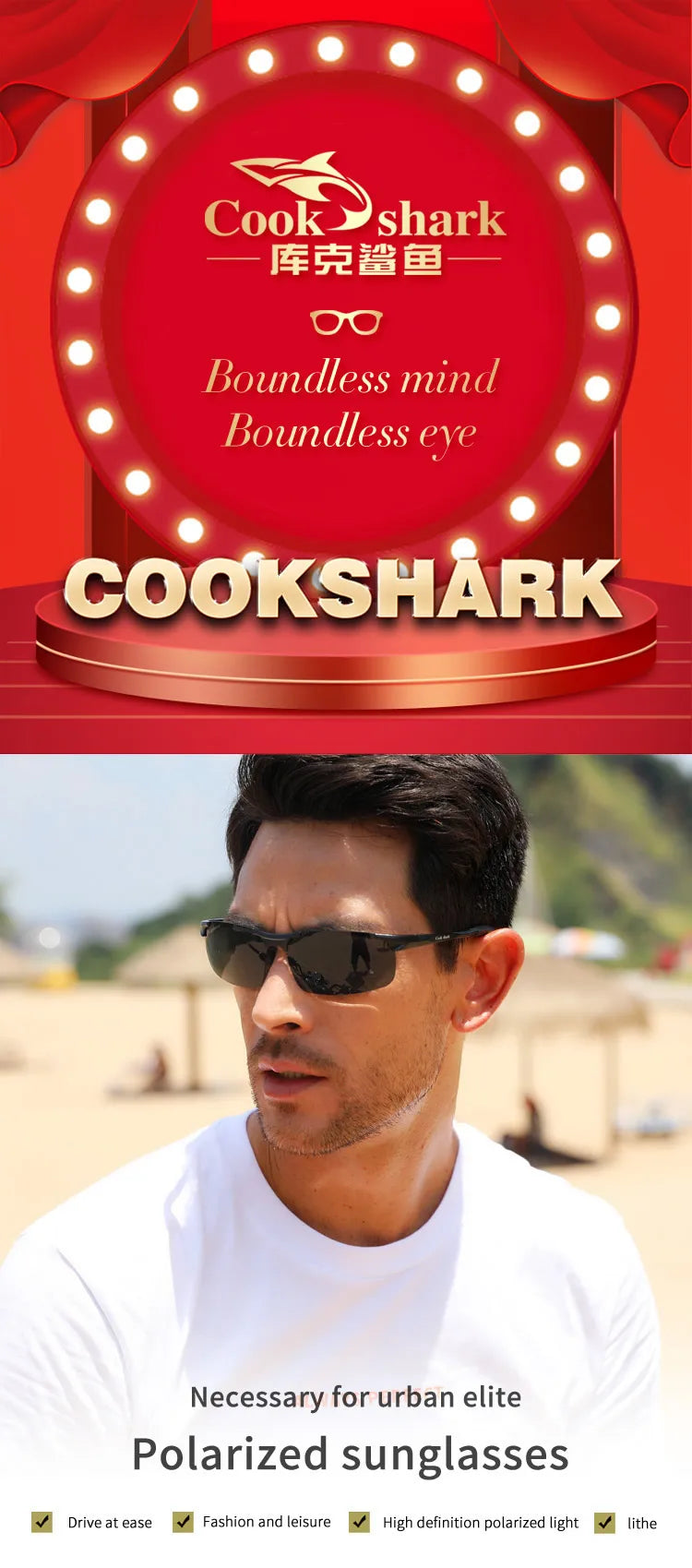 Cook Shark Polarized Aluminium Sunglasses for Men