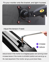 NB NORTH BAYOU F80 A5 Desktop Gas Spring 17-30" LCD LED Monitor Holder Mount Arm Full Motion Display Stand Loading 2-9 Kgs
