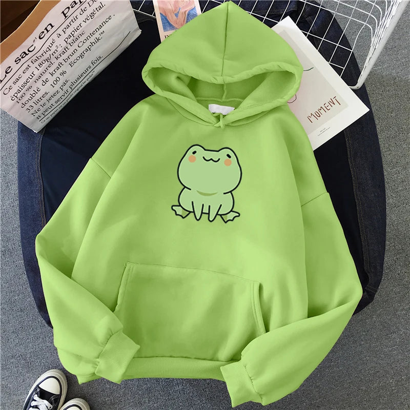 Kawaii Frog Harajuku Fleece Hoodie
