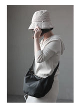 Lightweight Nylon Matching Genuine Leather Crossbody Bag High Quality Single Shoulder Bags Fashion Pleated Messenger Purses