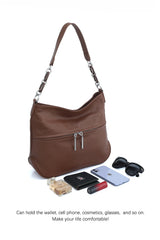 Zency Soft Cowhide Leather Winter Women's Shoulder Bag Casual Commuter High Capacity Female Crossbody Handbag Vintage Shopper