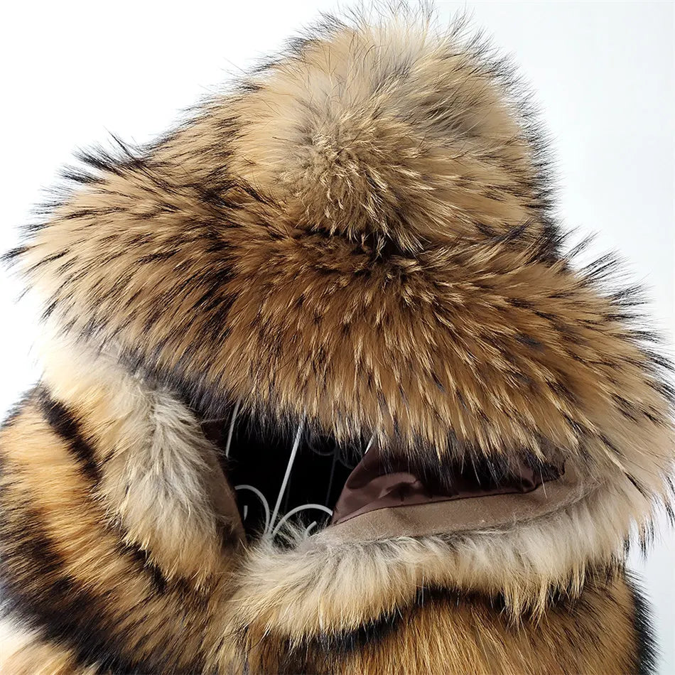Luxury Women’s Real Raccoon & Fox Fur Jacket | Premium Winter Outerwear
