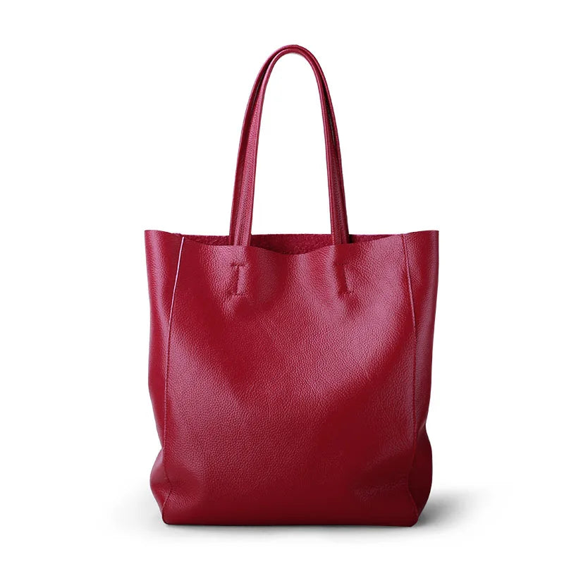 Women Luxury Bag Casual Tote Female Fashion Summer Beach Handbag Lady Popular Soft Cowhide Genuine Leather Shoulder Shopping Bag