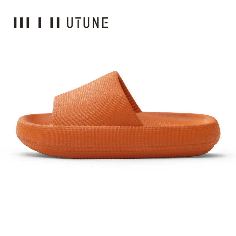 UTUNE Men’s Non-slip Slides Summer Indoor Slippers, Thick Sole Breathable Soft Sandals, Comfy Casual Home House Footwear