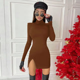Long Sleeve Bodycon Mini Dress - Slim Fit Knit Streetwear