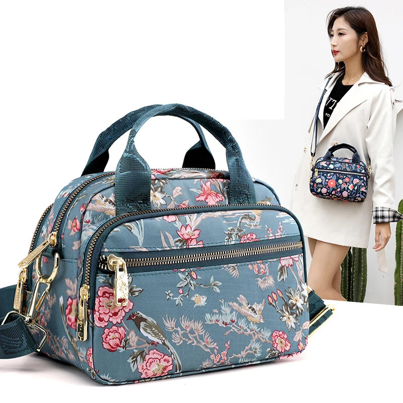 Women's Floral Nylon Crossbody Shoulder Bag