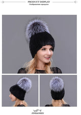 JERYAFUR Luxe Mink & Fox Fur Winter Hat for Women