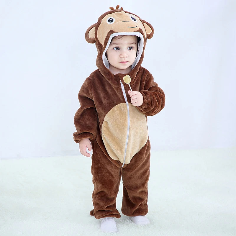 Adorable Animal Cartoon Baby Winter Rompers