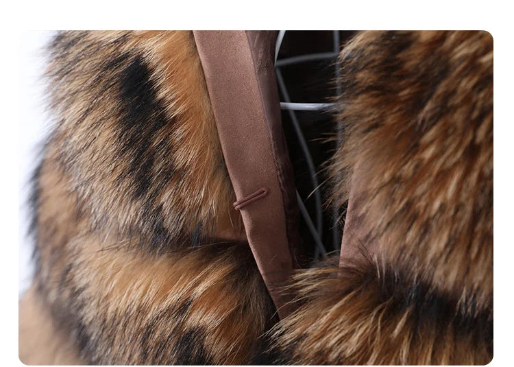Luxury Women’s Real Raccoon & Fox Fur Jacket | Premium Winter Outerwear