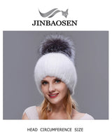 JERYAFUR Luxe Mink & Fox Fur Winter Hat for Women