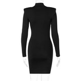 Long Sleeve Bodycon Mini Dress - Slim Fit Knit Streetwear