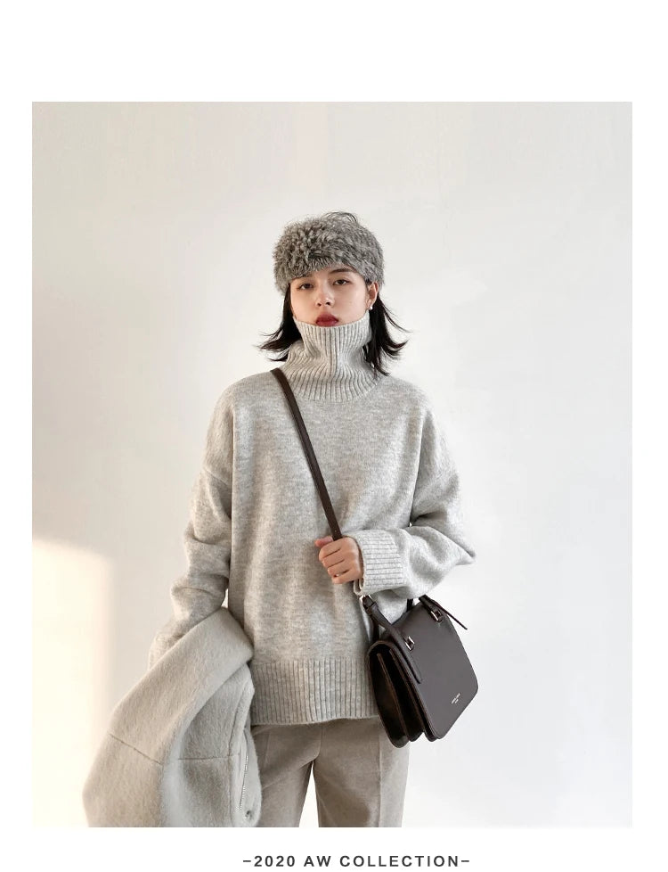 Women's Relaxed Mock Neck Knit Sweater