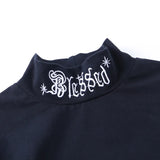 Gothic Letter Embroidery Crop Top