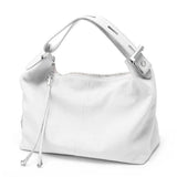 Zency 100% Genuine Leather Large Women Top Handle Shoulder Bag Tote Handbag Purse Black Leather Hobo Bag Underarm Zipper Bags
