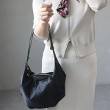 Lightweight Nylon Matching Genuine Leather Crossbody Bag High Quality Single Shoulder Bags Fashion Pleated Messenger Purses